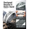 image:imageEgnaro Mens Etched Silicone Wedding Band 74mm Wide Mountain Pattern RingSETA  Wild Peaks  Light Gray  Pine Green