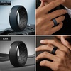 image:imageEgnaro Mens Silicone Wedding Bands TowTone Flexible Rubber Work RingsSETBBlack GrayLight Gray  Olive GreenBlack  Twilight BlueBlack  Black