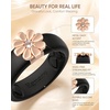 image:imageEgnaro Silicone Ring for Women with Copper Alloy Daisy Flexible Rubber BandPACK B Black  Metal Daisy  Rose Gold