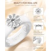 image:imageEgnaro Silicone Ring for Women with Copper Alloy Daisy Flexible Rubber BandPACK C White  Metal Daisy  Silver