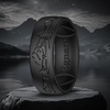 image:imageEgnaro Silicone Wedding Rings For Him Mens Etched Rubber Travel BandsSETLHushed PeaksBlack