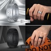 image:imageEgnaro Silicone Wedding Rings For Him Mens Etched Rubber Travel BandsSETZ4NightBatsSilver  Black Gray  Dark Silver  Black