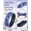 image:imageEgnaro Womens TwoTone Silicone Wedding Ring with a Floral Engraved DesignSETC3 Apple Blossoms  Light Purple Blue  Dark Blue