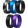 image:imageEgnaro Silicone Ring for Him 8mm Black Flexible Mens Rubber Wedding BandSETB5Metallic Purple  Black  Metallic Royal Blue  Black  Black Gray Camo