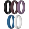 image:imageEgnaro Silicone Rings for Women 458 Multipack Rubber Wedding BandsSETB6Black  Caramel  Orchid Haze  Blue Jewel  White