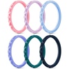 image:imageEgnaro Silicone Wedding bands women Stackable Silicone Ring styleSETB9Peach Pink Lilac Purple Sky Blue Light Purpleblue Emerald Green Indigo Blue