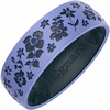 image:imageEgnaro Womens TwoTone Silicone Wedding Ring with a Floral Engraved DesignSETC3 Apple Blossoms  Light Purple Blue  Dark Blue
