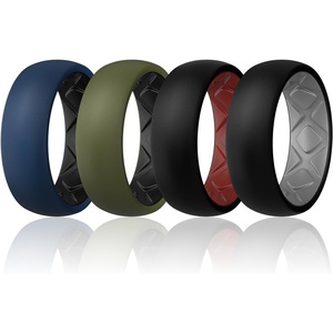 image:imageEgnaro Mens Silicone Rings 8mm Wide 25mm Thick Rubber BandsBreathable Air GrooveVariety Multipack 17SETC2Dark BlueBlack Olive GreenBlack BlackRed BlackGrey