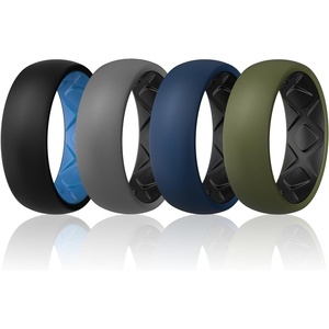 image:imageEgnaro Mens Silicone Rings 8mm Wide 25mm Thick Rubber BandsBreathable Air GrooveVariety Multipack 17SETC3BlackSky Blue Black GrayBlack Dark BlueBlack Olive GreenBlack