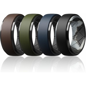 image:imageEgnaro Mens Silicone Wedding Bands TowTone Flexible Rubber Work RingsSETCDark BrownBlack  Olive GreenBlack  Dark BlueBlack  BlackBlack Gray Camo