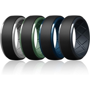 image:imageEgnaro Mens Silicone Wedding Bands TowTone Flexible Rubber Work RingsSETHBlackLight Gray  BlackInk Green  BlackSea Blue  BlackBlue Gray