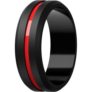 image:imageEgnaro Mens Silicone Wedding Ring 82mm Wide Two Tone Rubber Band for HimA1BlackLava
