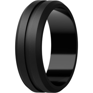 image:imageEgnaro Mens Silicone Wedding Ring 82mm Wide Two Tone Rubber Band for HimA3Black