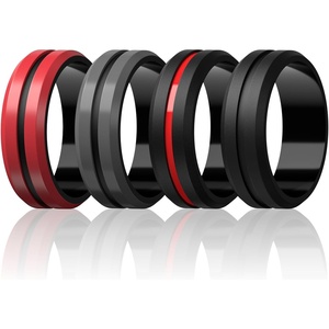 image:imageEgnaro Mens Silicone Wedding Ring 82mm Wide Two Tone Rubber Band for HimB1LavaBlack  Dark GrayBlack  BlackLava  Black