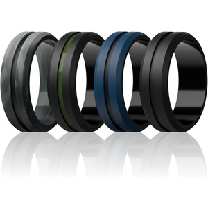 image:imageEgnaro Mens Silicone Wedding Ring 82mm Wide Two Tone Rubber Band for HimB3Black Camo  BlackEmerald Green  Sea BlueBlack  Black
