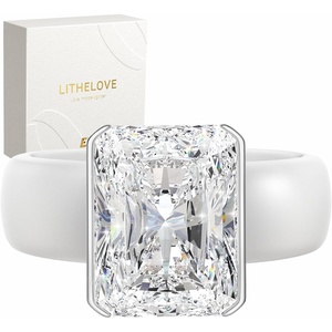 image:imageEgnaro Silicone Engagement Ring with Stone Radiant Cut Cubic ZirconiaSETBWhite  Silver