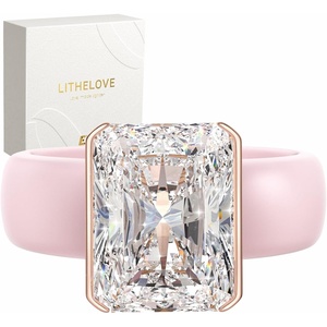 image:imageEgnaro Silicone Engagement Ring with Stone Radiant Cut Cubic ZirconiaSETDCherry Pink  Rose Gold
