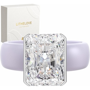 image:imageEgnaro Silicone Engagement Ring with Stone Radiant Cut Cubic ZirconiaSETFLight Purple  Silver