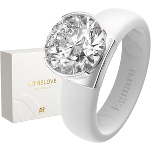 image:imageEgnaro Silicone Eternity Ring with Stone Round Cut Cubic Zirconia For HerSETAWhite  Silver