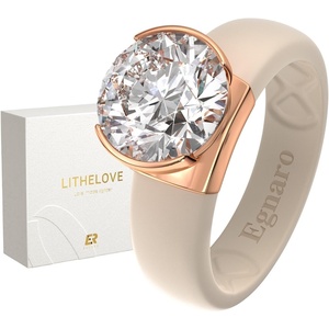 image:imageEgnaro Silicone Eternity Ring with Stone Round Cut Cubic Zirconia For HerSETBNude  Rose Gold