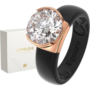 image:imageEgnaro Silicone Eternity Ring with Stone Round Cut Cubic Zirconia For HerSETCBlack  Rose Gold