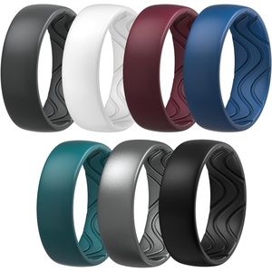 image:imageEgnaro Silicone Ring for Him 8mm Black Flexible Mens Rubber Wedding BandSETA3Dark Silver  Maroon  Black Gray  White  Blue Iris  Jade Green  Black