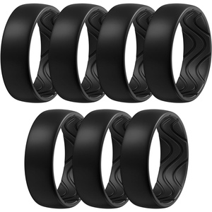 image:imageEgnaro Silicone Ring for Him 8mm Black Flexible Mens Rubber Wedding BandSETA4Blackx7