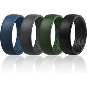 image:imageEgnaro Silicone Ring for Him 8mm Black Flexible Mens Rubber Wedding BandSETB3Twilight Blue  Dark Foliage Green  Black Gray  Black