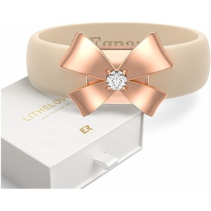 image:imageEgnaro Silicone Ring for Women with Copper Alloy Bow Flexible Wedding BandPACK A Nude  Metal Bow  Rose Gold