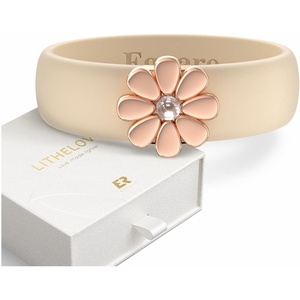 image:imageEgnaro Silicone Ring for Women with Copper Alloy Daisy Flexible Rubber BandPACK A Nude  Metal Daisy  Rose Gold