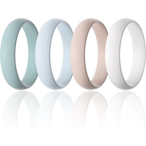 image:imageEgnaro Silicone Rings for Women 458 Multipack Rubber Wedding BandsSETA21Light Green  Arctic Ice  Light Pink  White
