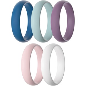 image:imageEgnaro Silicone Rings for Women 458 Multipack Rubber Wedding BandsSETA22Blue Jewel  Light Green  Orchid Haze  Sand Pink  White