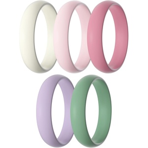 image:imageEgnaro Silicone Rings for Women 458 Multipack Rubber Wedding BandsSETA2Ivory  Whitepink  Faint Red  Light Purple  Meadow Green