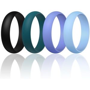 image:imageEgnaro Silicone Rings for Women 458 Multipack Rubber Wedding BandsSETA4Black  Jade Green  Light PurpleBlue  Sky Blue