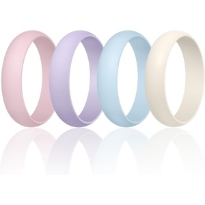 image:imageEgnaro Silicone Rings for Women 458 Multipack Rubber Wedding BandsSETA5Blush Pink  Light Purple  Arctic Ice  Ivory