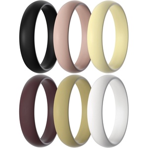 image:imageEgnaro Silicone Rings for Women 458 Multipack Rubber Wedding BandsSETB2Black  Light Pink  Cream Beige  Caramel  Soybean  White