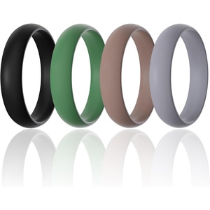 image:imageEgnaro Silicone Rings for Women 458 Multipack Rubber Wedding BandsSETB7Black  Green  Bright Peach  Cloudy Blue