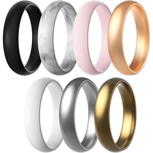 image:imageEgnaro Silicone Rings for Women 458 Multipack Rubber Wedding BandsSETC1Black  Marble  Whitepink  Peach  White  Silver  Bronze