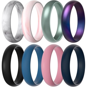 image:imageEgnaro Silicone Rings for Women 458 Multipack Rubber Wedding BandsSETC2Pink Camo  Faint Red  Blue Jewel  Dark Blue  Black  Marble  Metallic Green  Galaxy