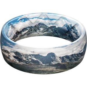 image:imageEgnaro Silicone Stylish Wedding Rings for Men Printed Design Breathable Rubber Bands 8mm Wide 2mm Thick with Comfort FitSETA2Glacier Azure