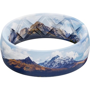 image:imageEgnaro Silicone Stylish Wedding Rings for Men Printed Design Breathable Rubber Bands 8mm Wide 2mm Thick with Comfort FitSETASky Ridges