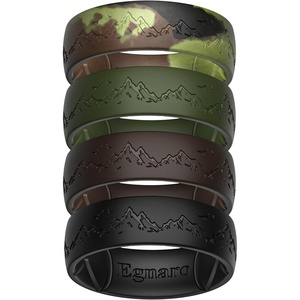 image:imageEgnaro Silicone Wedding Rings For Him Mens Etched Rubber Travel BandsSETEMistwing SummitArmy Camo  Dark Foliage Green  Dark Brown  Black