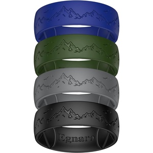 image:imageEgnaro Silicone Wedding Rings For Him Mens Etched Rubber Travel BandsSETMMistwing SummitDark Foliage Green  Blue Purple  Dark Gray  Black
