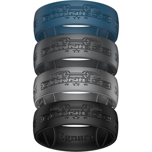 image:imageEgnaro Silicone Wedding Rings For Him Mens Etched Rubber Travel BandsSETZ2FitnessBlack Gray  Twilight Blue  Dark Silver  Black