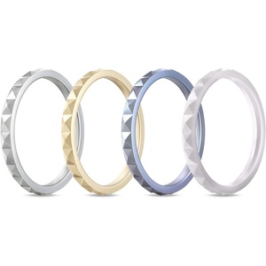 image:imageEgnaro Silicone Wedding bands women Stackable Silicone Ring styleSETA2Silver Champagne Gold Silver Purple White