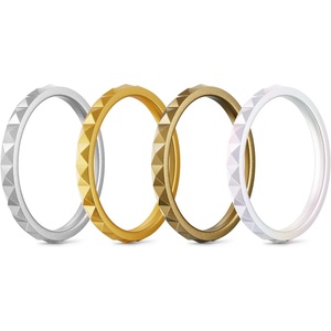 image:imageEgnaro Silicone Wedding bands women Stackable Silicone Ring styleSETA3Silver Gold Bronze Metallic Pearl White