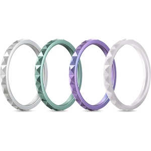 image:imageEgnaro Silicone Wedding bands women Stackable Silicone Ring styleSETA6Silver Metallic Green Metallic Starry Purple White