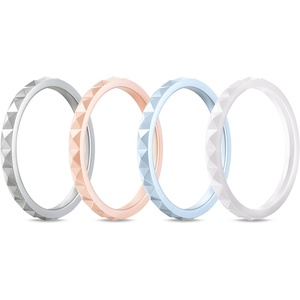 image:imageEgnaro Silicone Wedding bands women Stackable Silicone Ring styleSETA7Silver Pink Rose Gold Metallic Blue  White