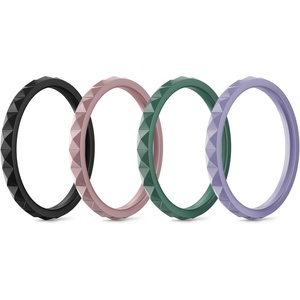 image:imageEgnaro Silicone Wedding bands women Stackable Silicone Ring styleSETB1Black Bright Peach Green Cloudy Blue