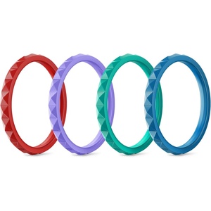 image:imageEgnaro Silicone Wedding bands women Stackable Silicone Ring styleSETB3Bright Red Dream Purple Mint Green Blue Jewel